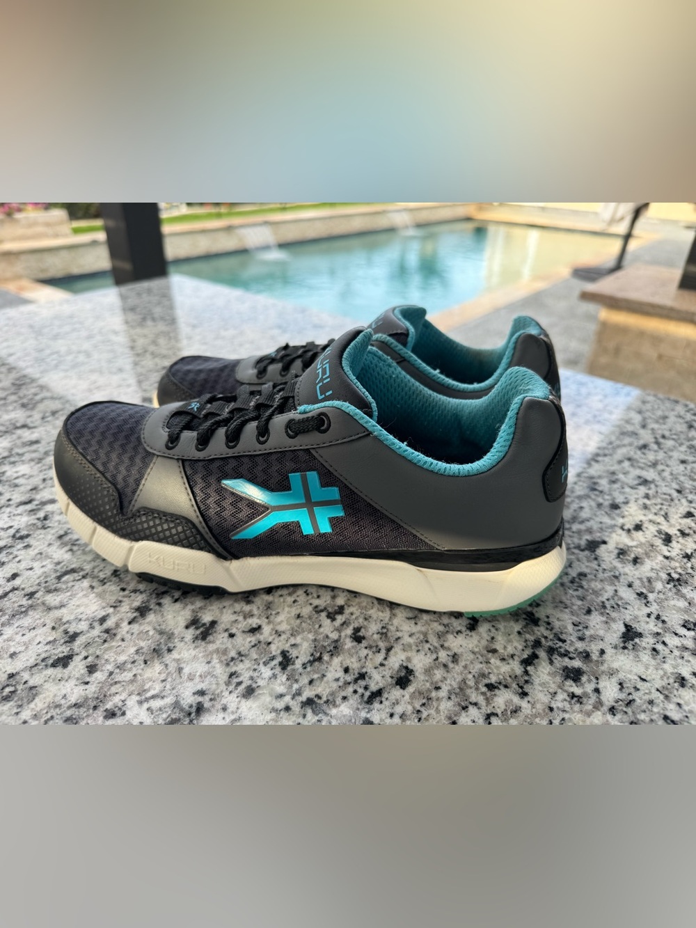 Kuru quantum women’s Black and Teal Athletic Sneakers with Teal Logo